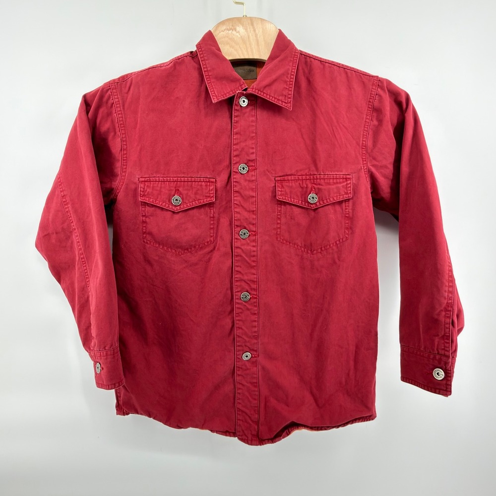 St. John's Bay Shirt Jacket Mens Small Red Flannel Lined Cotton Canvas Shacket